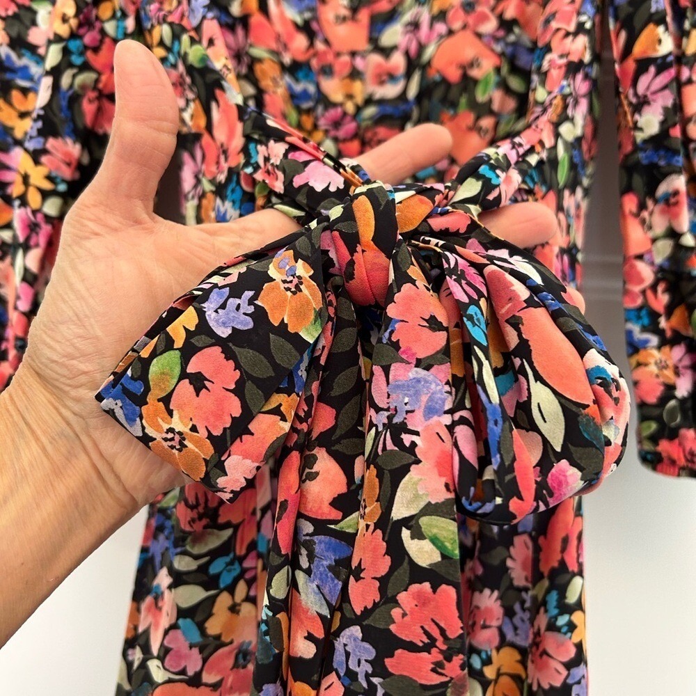 Shoshanna romantic floral whimsy boho puffy sleeve print easter spring dress 4 - Picture 10 of 11